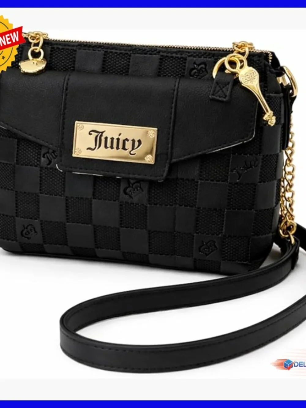 Mini Crossbody Bag with Adjustable Strap, Gold Hardware, 8x6 Inches